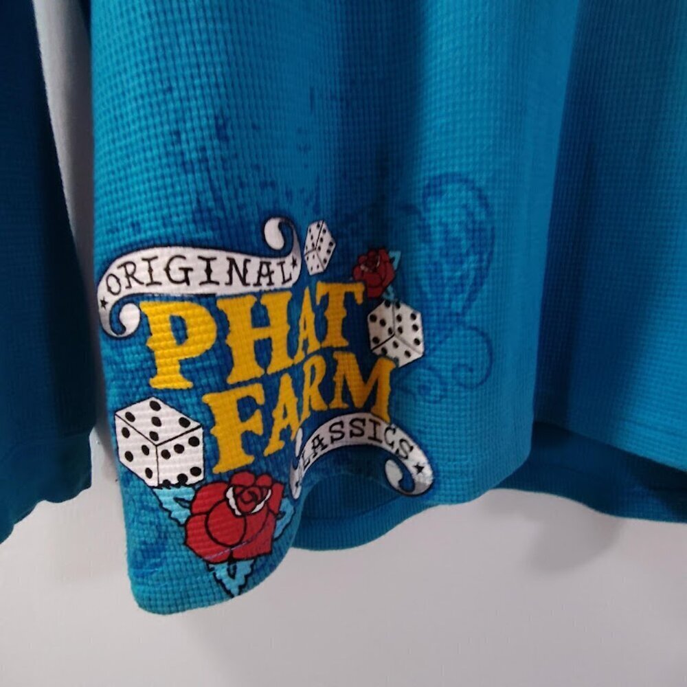 Vintage Phat Farm Classic American Flava Turquoise Men's Long-sleeve Shirt M - Picture 4 of 12